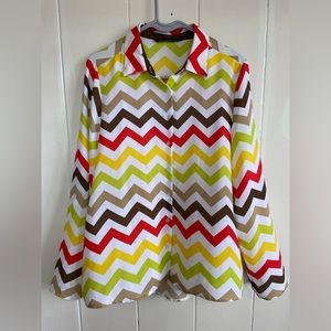 9- ZAC & RACHEL MultiColor Chevron Stripe Button Up Shirt